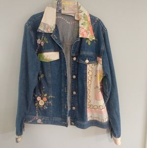 Vintage floral patchwork Jean Jacket embroidered